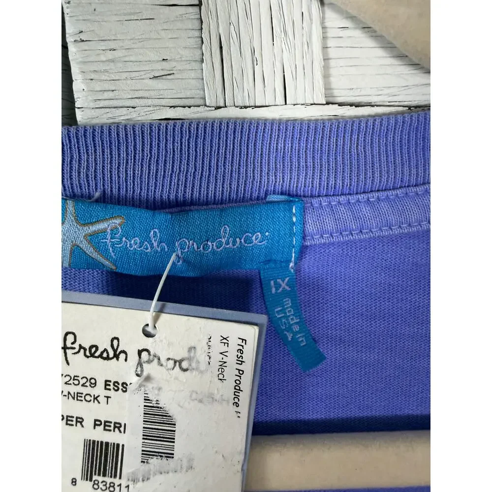 Fresh produce women’s T-shirt V-neck, St. Thomas shells coastal plus size ￼ - Picture 4 of 11